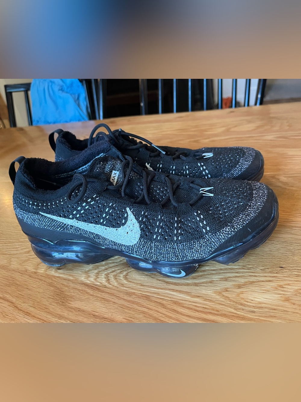 Nike Men’s Black and White Flyknit VaporMax Sneakers